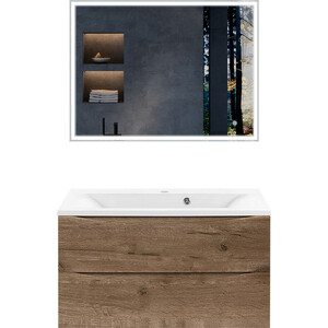 Мебель для ванной Vincea Mia 90х45 V.Oak, белая раковина