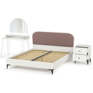 Спальня Моби Валенсия №16 белый шагрень/чёрный/белый шагрень/ткань велутто 19 (1024439)