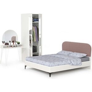 Спальня Моби Валенсия №30 белый шагрень/белый шагрень/ткань велутто 19 (1024453)