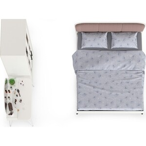 Спальня Моби Валенсия №30 белый шагрень/белый шагрень/ткань велутто 19 (1024453)