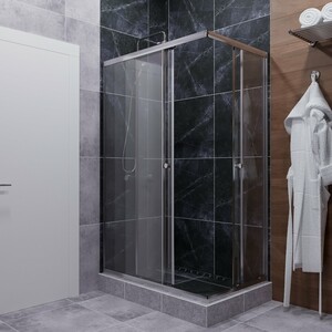 Душевой уголок Triton Вента-Хром 120х80 с поддоном и сифоном, прозрачный, хром (Щ0000049618)