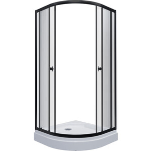 Душевой уголок Triton Альфа-Блэк 100х100 с поддоном и сифоном, прозрачный, черный (Щ0000054222)