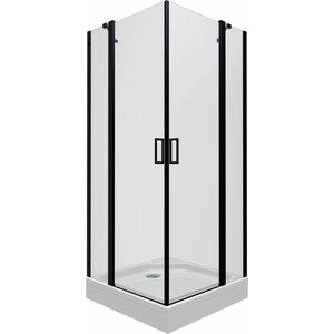 Душевой уголок Triton Тау-Блэк 90х90 с поддоном и сифоном, прозрачный, черный (Щ0000054038)