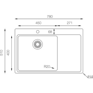 Кухонная мойка TopZero MM780.510.60.GT10K R нержавеющая сталь