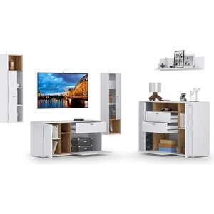 Стенка Моби Бэль №08 дуб крафт золотой/белый премиум (1021265)