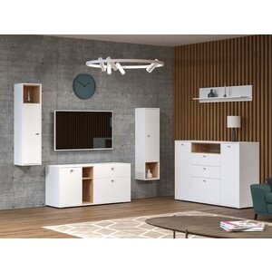 Стенка Моби Бэль №08 дуб крафт золотой/белый премиум (1021265)