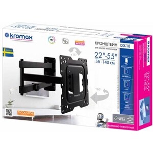Кронштейн для телевизора Kromax DIX-18 черный 22"-55" макс.40кг настенный поворот и наклон
