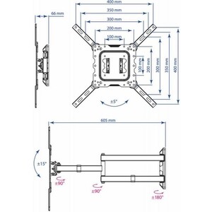 Кронштейн для телевизора Kromax DIX-18 черный 22"-55" макс.40кг настенный поворот и наклон