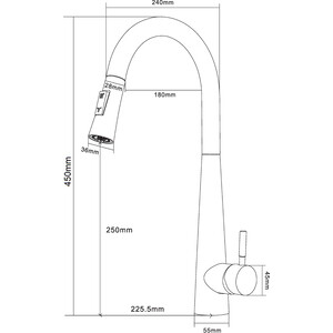 Смеситель для кухни Orange Steel с вытяжным изивом, черный (M99-007b)