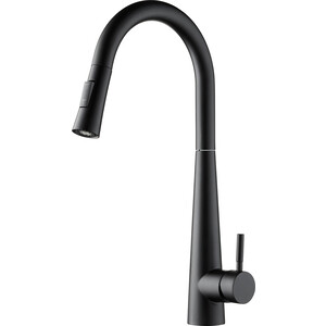 Смеситель для кухни Orange Steel с вытяжным изивом, черный (M99-007b)