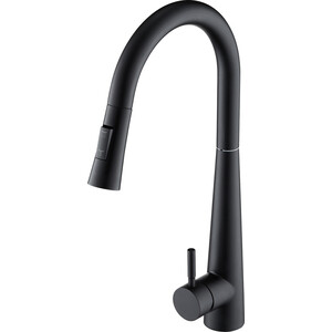 Смеситель для кухни Orange Steel с вытяжным изивом, черный (M99-007b)