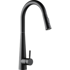 Смеситель для кухни Orange Steel с вытяжным изивом, черный (M99-007b)