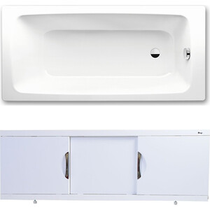 Ванна стальная Kaldewei Cayono 748 160x70 с экраном Emmy Валенсия и ножками