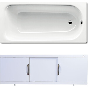 Ванна стальная Kaldewei Eurowa 311-1 160x70 с экраном Emmy Валенсия и ножками
