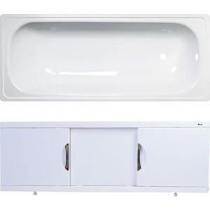 Ванна стальная ВИЗ Antika 120x70 с экраном Emmy Валенсия и ножками, белая орхидея