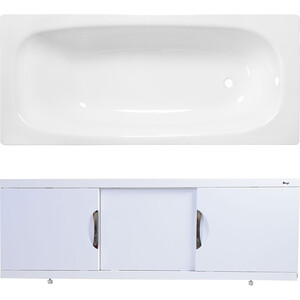 Ванна стальная ВИЗ Reimar 140х70 с экраном Emmy Валенсия и ножками, белая орхидея