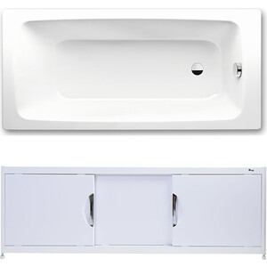 Ванна стальная Kaldewei Cayono 748 Easy-Clean 160x70 с экраном Emmy Малибу и ножками