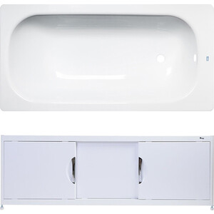 Ванна стальная ВИЗ Donna Vanna 140x70 с экраном Emmy Малибу и ножками, белая орхидея