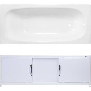 Ванна стальная ВИЗ Reimar 150x70 с экраном Emmy Малибу и ножками, белая орхидея