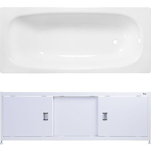 Ванна стальная ВИЗ Reimar 140х70 с экраном Emmy Монро и ножками, белая орхидея