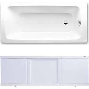 Ванна стальная Kaldewei Cayono 748 160x70 с экраном Emmy Элис и ножками