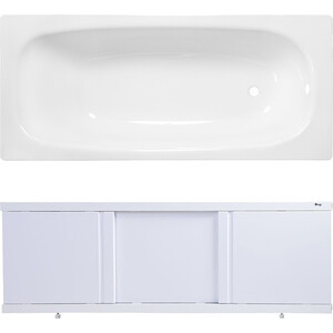 Ванна стальная ВИЗ Reimar 140х70 с экраном Emmy Элис и ножками, белая орхидея