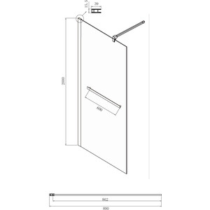 Душевая перегородка Ambassador Walk-in 90х200 прозрачная, черная (15031236)