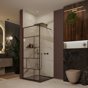 Душевая перегородка Ambassador Walk-in 100х200 с рисунком, черная (15031213)