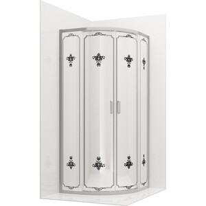 Душевой уголок Ambassador Royal 90х90 белый крашенный с рисунком, хром (18015106)