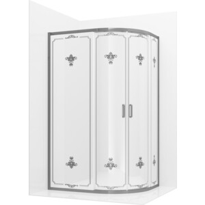 Душевой уголок Ambassador Royal 120х80 белый крашенный с рисунком, хром (18015101)