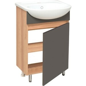 Тумба с раковиной Runo Лада 40 напольная, дуб серый/графит (00-00001195, WB.FN/Mango/40-C/WHT.G/S1)