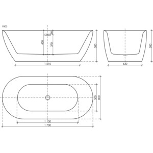 Акриловая ванна Sancos Fusion 170х80 отдельностоящая (FB03)