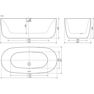 Акриловая ванна Sancos Space 170х80 отдельностоящая (FB13)