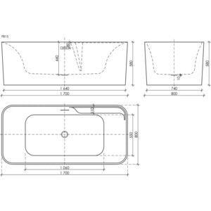 Акриловая ванна Sancos Sigma 170х80 отдельностоящая (FB15)