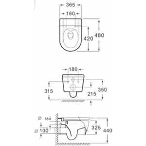 Унитаз подвесной безободковый Selena Circulo с сиденьем микролифт, черный матовый (C001NM)
