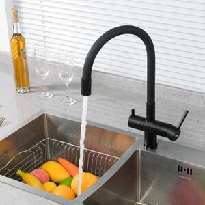 Смеситель для кухни Gappo G4398-36 с подключением фильтра, черный (6959477656125)