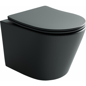 Унитаз подвесной безободковый Ceramicanova Balearica Rimless с сиденьем микролифт, темный антрацит матовый (CN6000MDH)