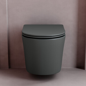 Унитаз подвесной безободковый Ceramicanova Balearica Rimless с сиденьем микролифт, темный антрацит матовый (CN6000MDH)