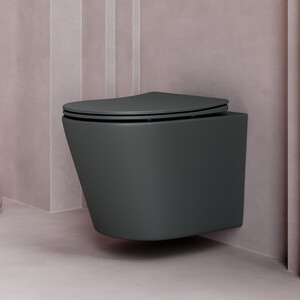 Унитаз подвесной безободковый Ceramicanova Balearica Rimless с сиденьем микролифт, темный антрацит матовый (CN6000MDH)