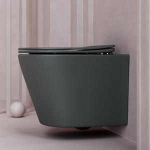 Унитаз подвесной безободковый Ceramicanova Balearica Rimless с сиденьем микролифт, темный антрацит матовый (CN6000MDH)