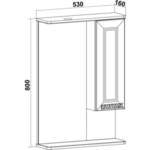 Зеркальный шкаф Runo Монро 53х80 правый, белый (00-00000459)