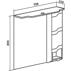 Зеркальный шкаф Runo Стиль 75х80 правый, белый (00000001128)