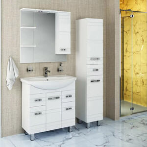 Зеркальный шкаф Runo Турин 85х80 правый, белый (УТ000002105)