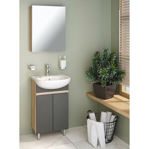 Мебель для ванной Runo Лада 50 напольнаяб дуб серый/графит