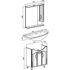Мебель для ванной Runo Толедо 76х49 белая