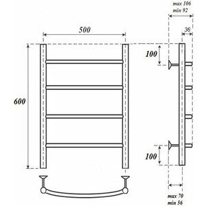 Полотенцесушитель электрический Point Афина П4 500x600 бронза (PN04156BRE)