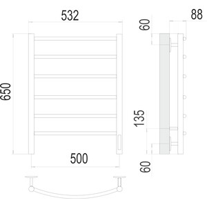Полотенцесушитель электрический Terminus Классик 6П 500х650 правый (4670078531322)
