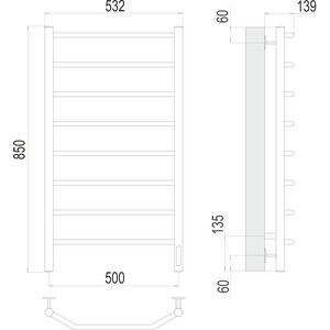 Полотенцесушитель электрический Terminus Виктория 8П 500х850 правый (4670078531216)