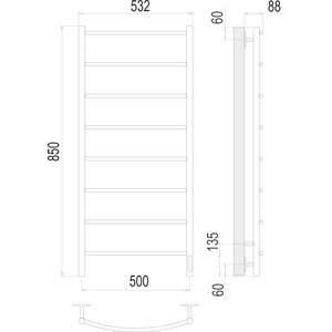 Полотенцесушитель электрический Terminus Классик 8П 500х850 правый (4670078531360)