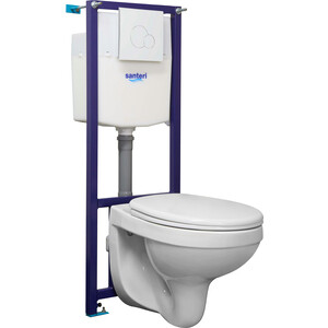 Комплект унитаза Santeri Альфа с инсталляцией, белая кнопка, с сиденьем (1.3815.9.S00.00B.2)